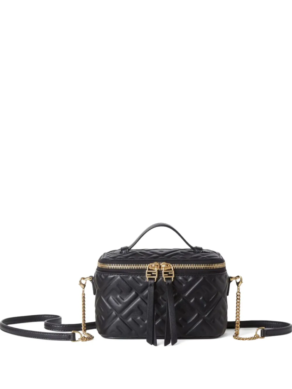 FENDI mini Vanity FF-motif quilted leather tote bag Zwart