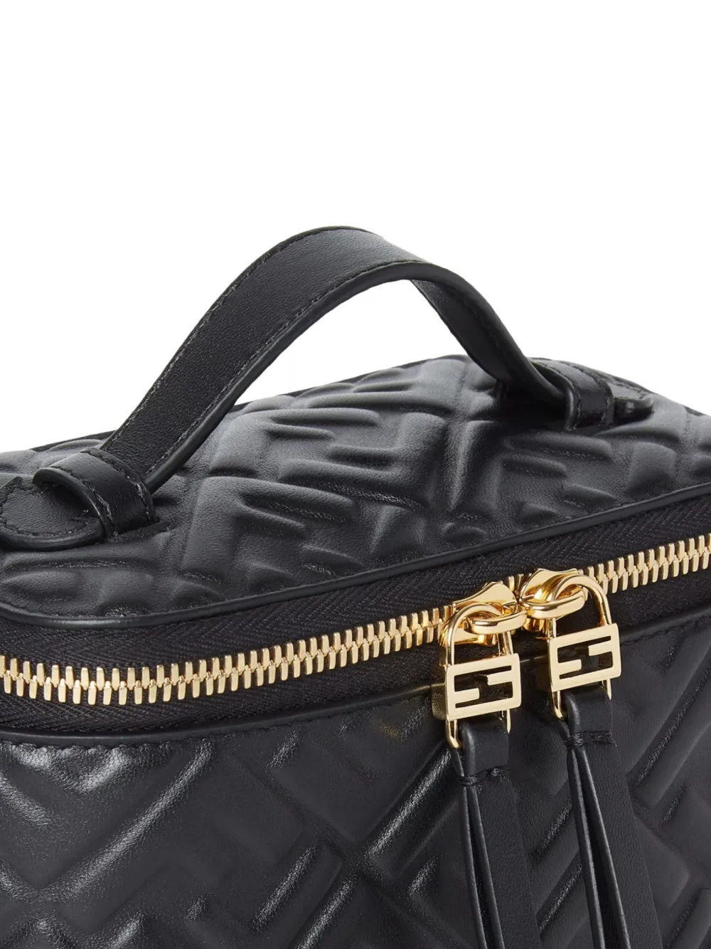 FENDI mini Vanity FF-motif quilted leather tote bag Zwart