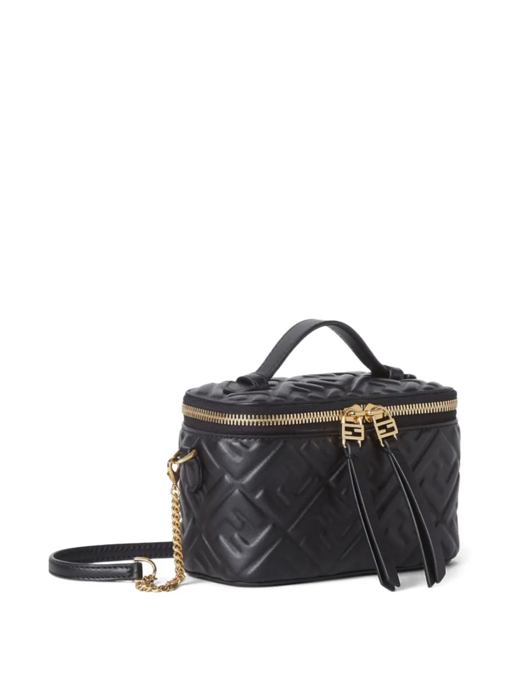 FENDI mini Vanity FF-motif quilted leather tote bag Zwart