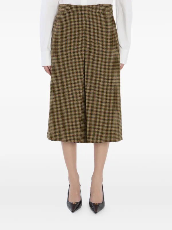 Saint Laurent Plaid-pattern Cropped Trousers in Brown