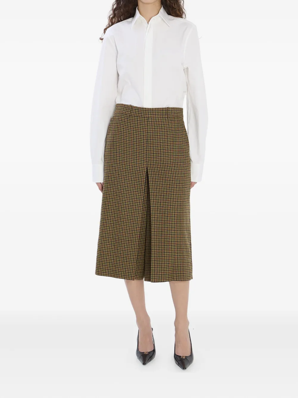 Saint Laurent plaid-pattern cropped trousers - Bruin