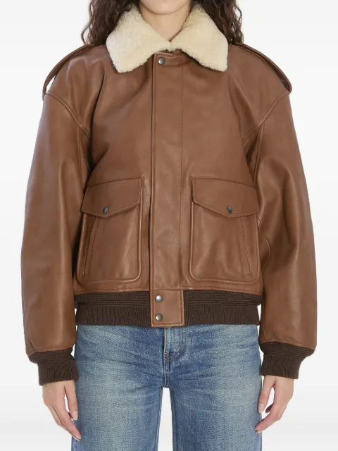 Saint Laurent shearling-collar ribbed bomber jacket