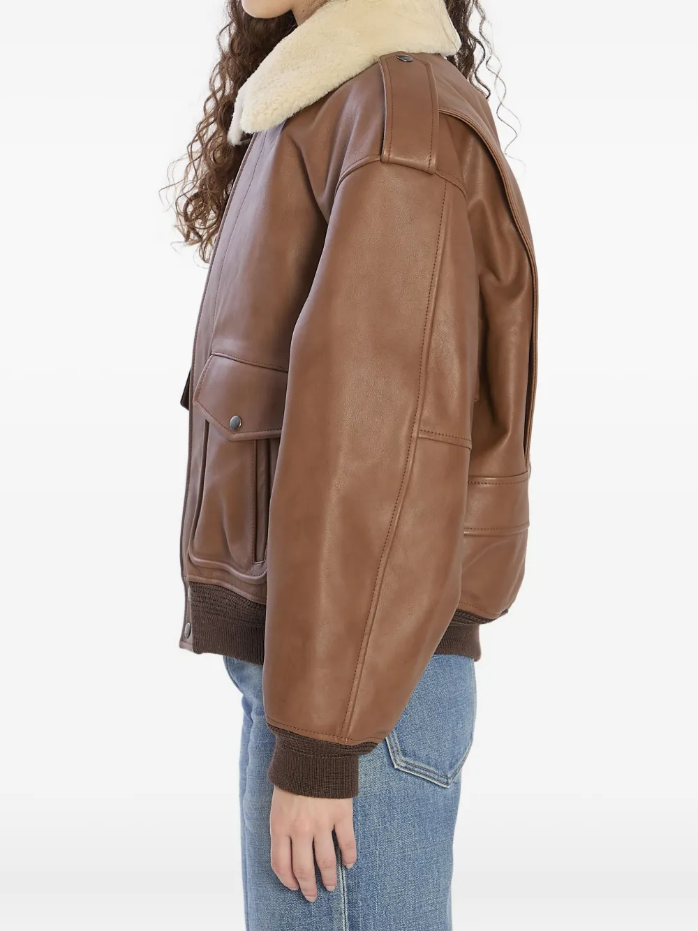 Saint Laurent shearling-collar ribbed bomber jacket Bruin