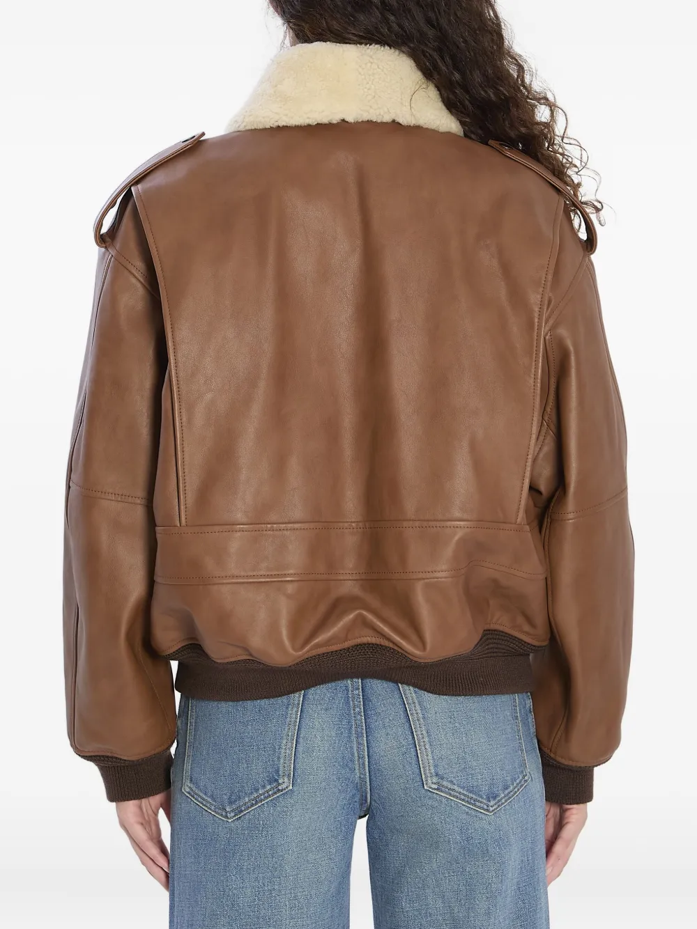 Saint Laurent shearling-collar ribbed bomber jacket Bruin