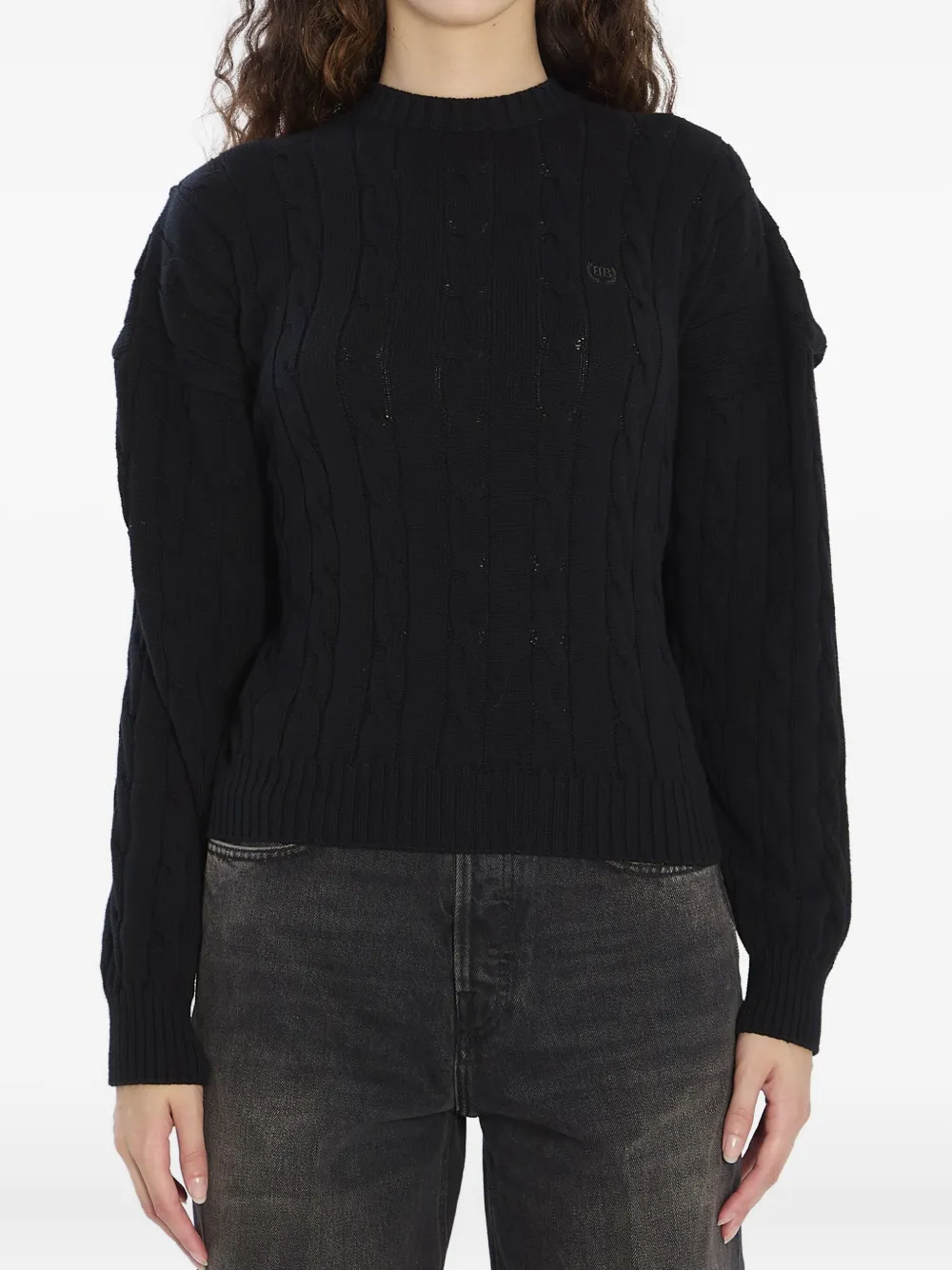 Balenciaga cable-knit logo sweater Zwart