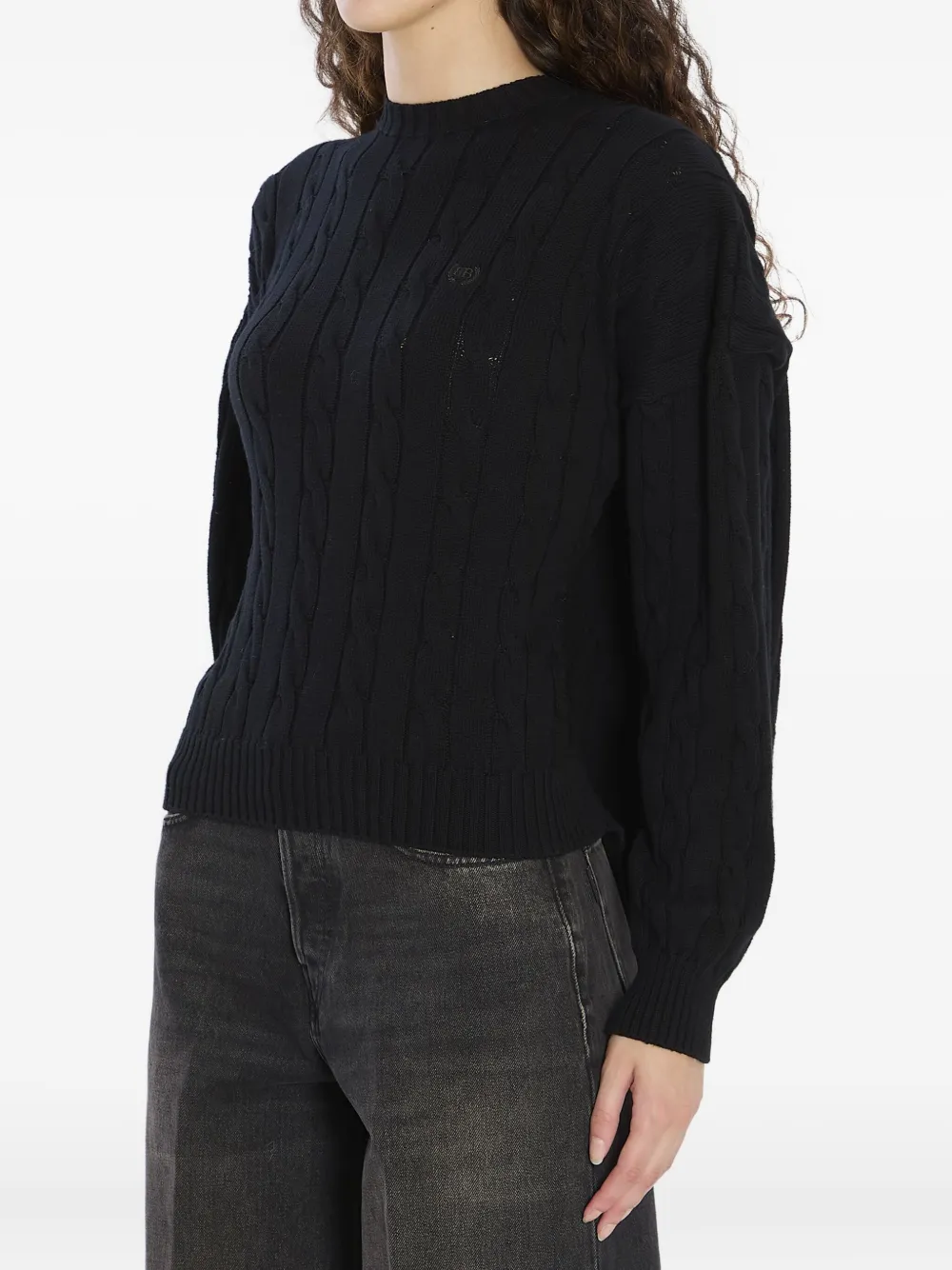 Balenciaga cable-knit logo sweater Zwart