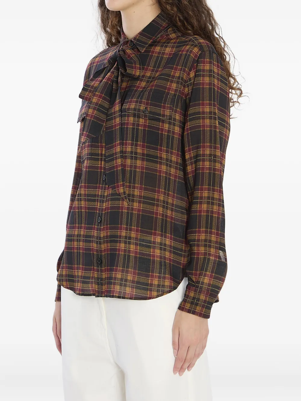 Saint Laurent Lavallière tartan shirt Bruin