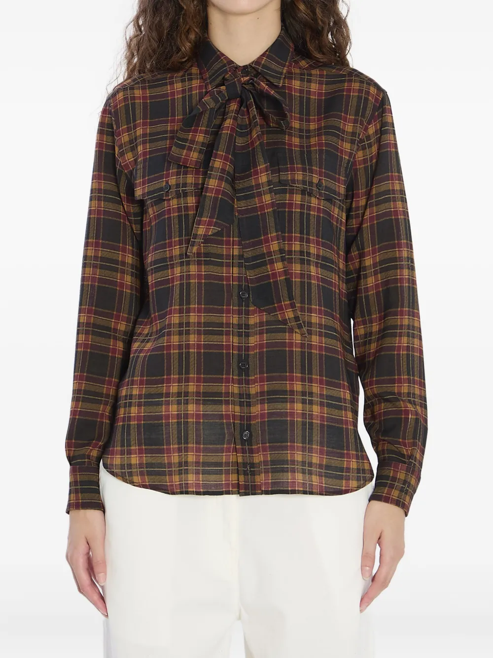 Saint Laurent Lavallière tartan shirt Bruin