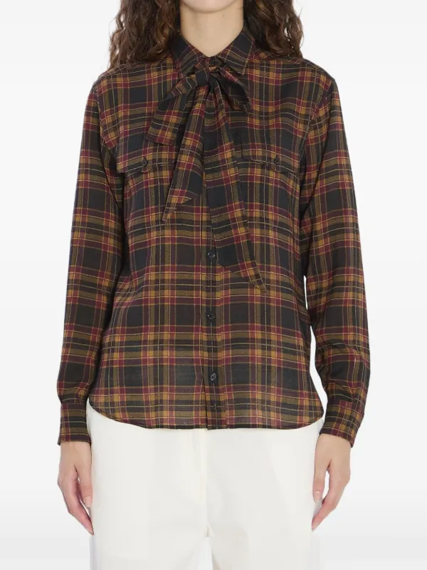 Saint Laurent Lavallière チェック シャツ | ブラウン | FARFETCH JP