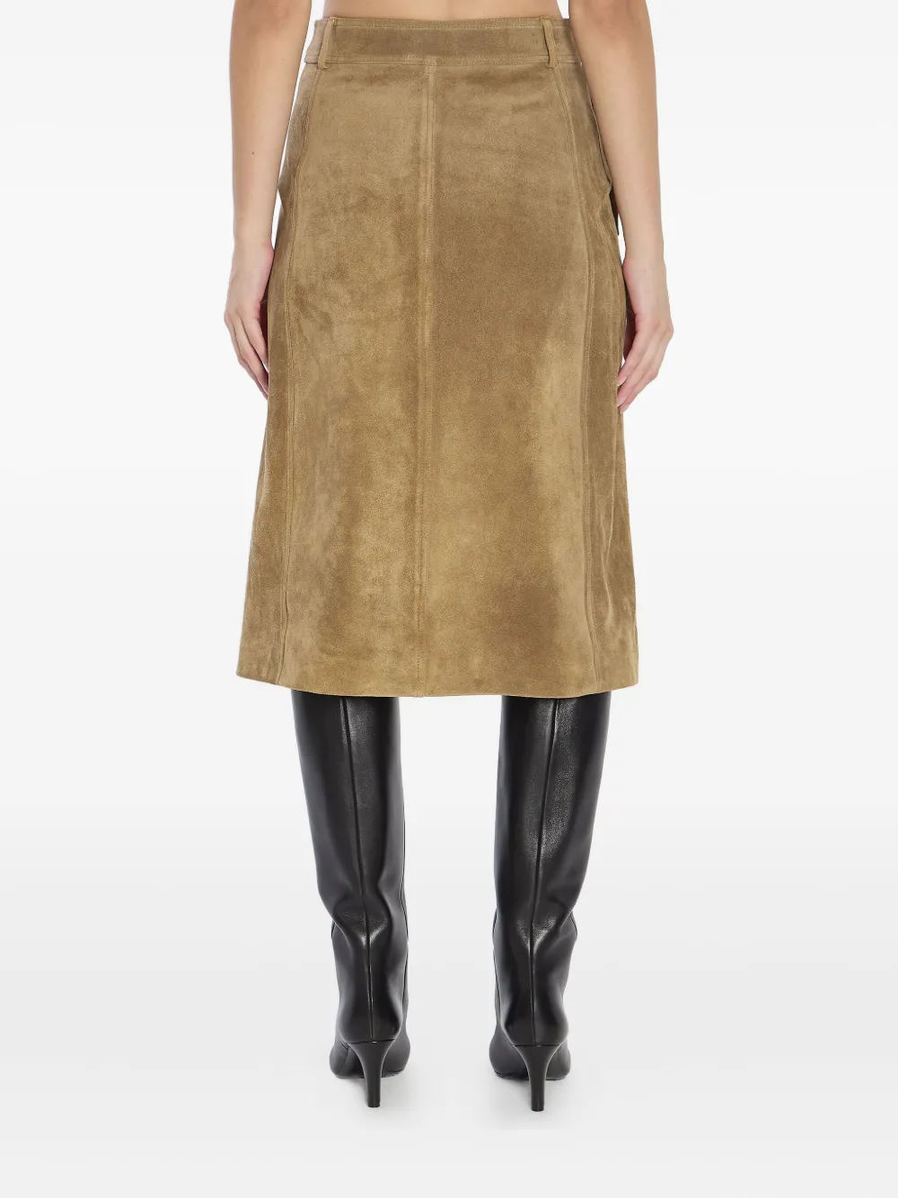 Arma Elen snap-button suede midi skirt Bruin