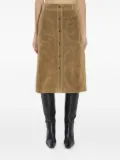 Arma Elen snap-button suede midi skirt - Brown