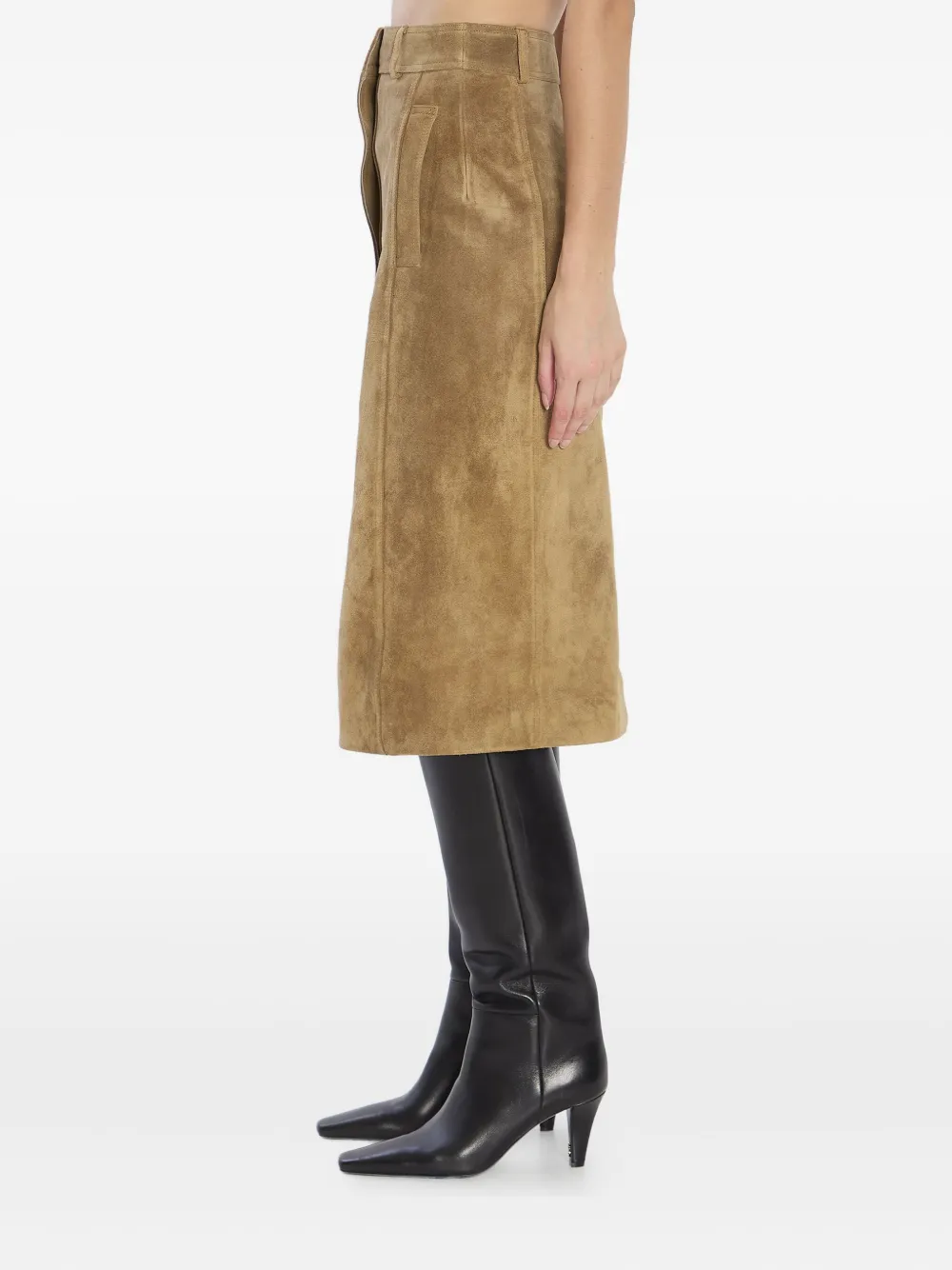Arma Elen snap-button suede midi skirt Bruin