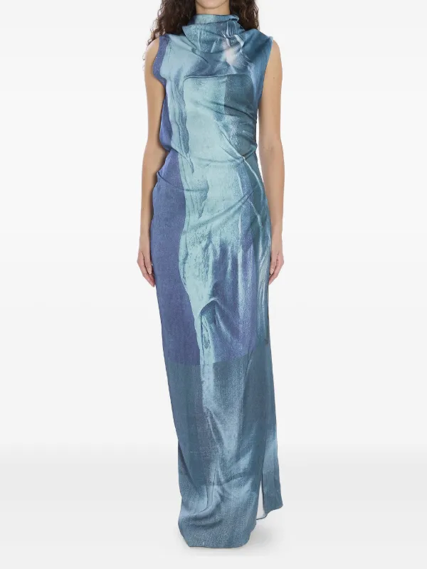 Jean Paul Gaultier Geometric-print Maxi Dress in Blue