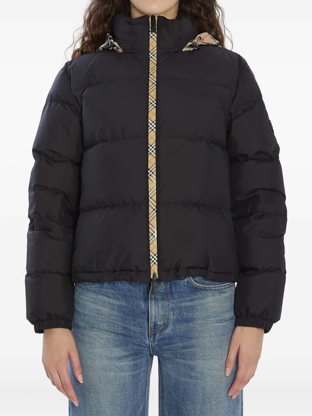 Burberry concealed-hood puffer jacket Zwart