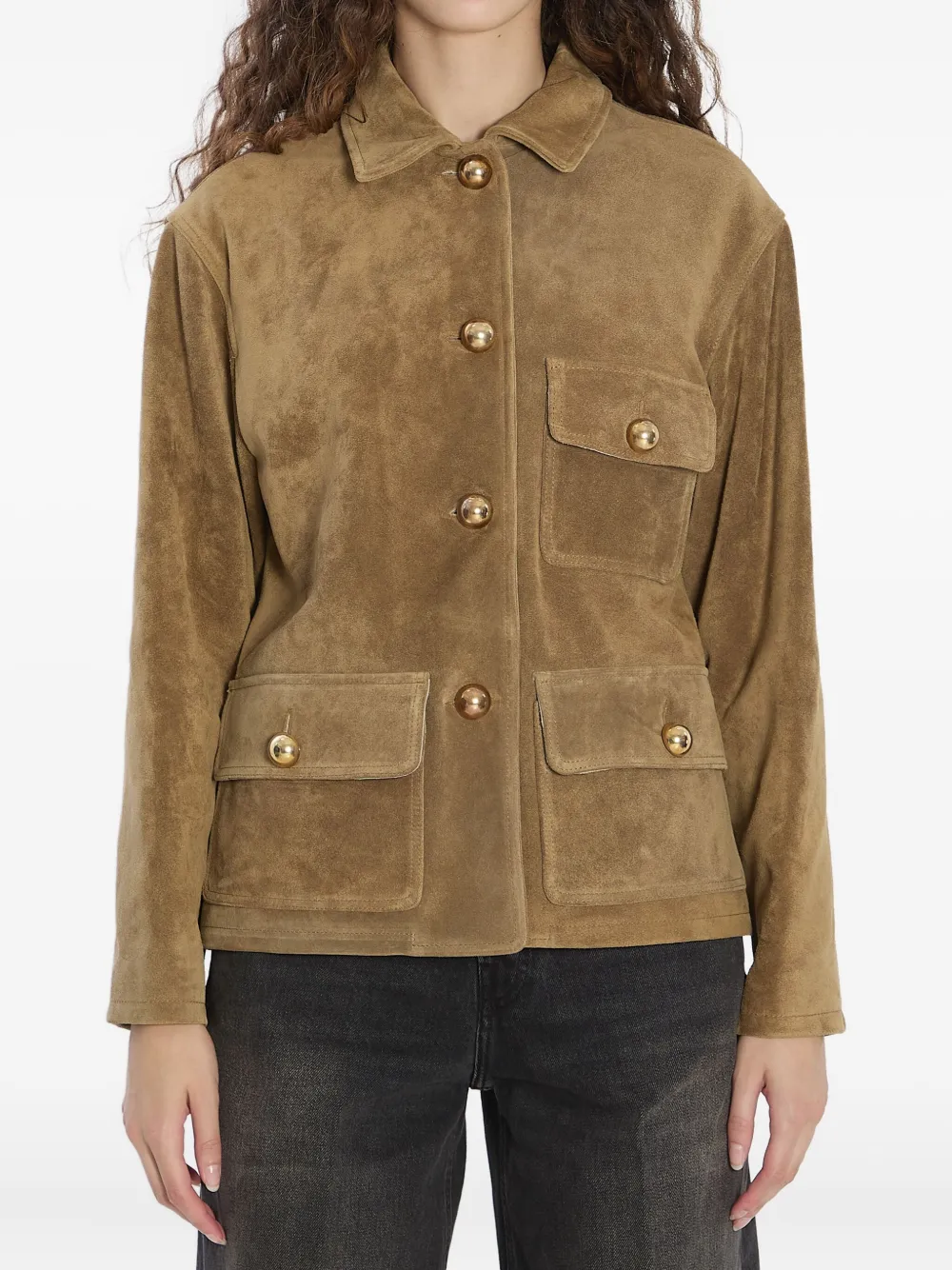 pointed-collar flap-pocket jacket