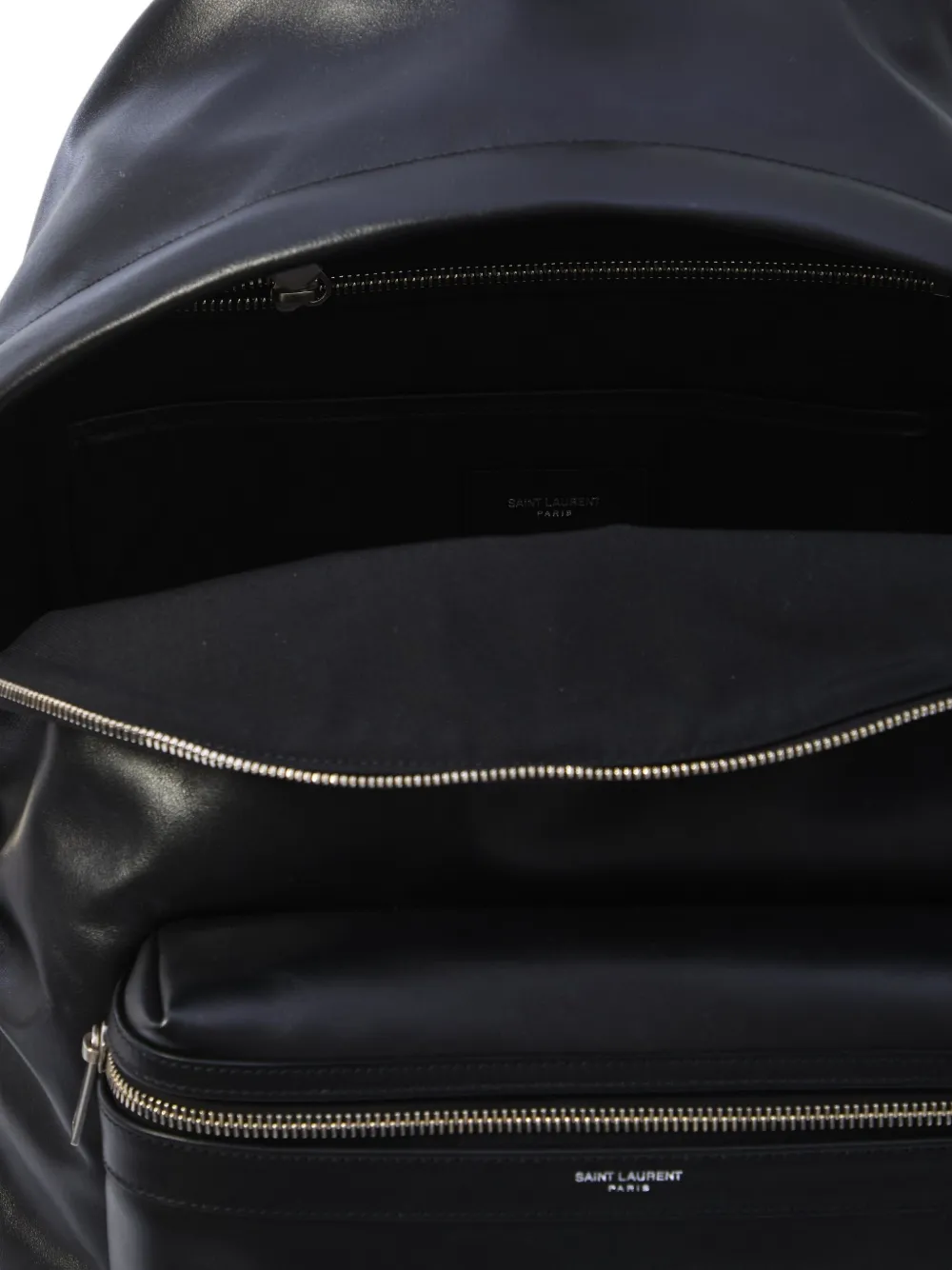 Saint Laurent embossed-logo leather backpack Zwart