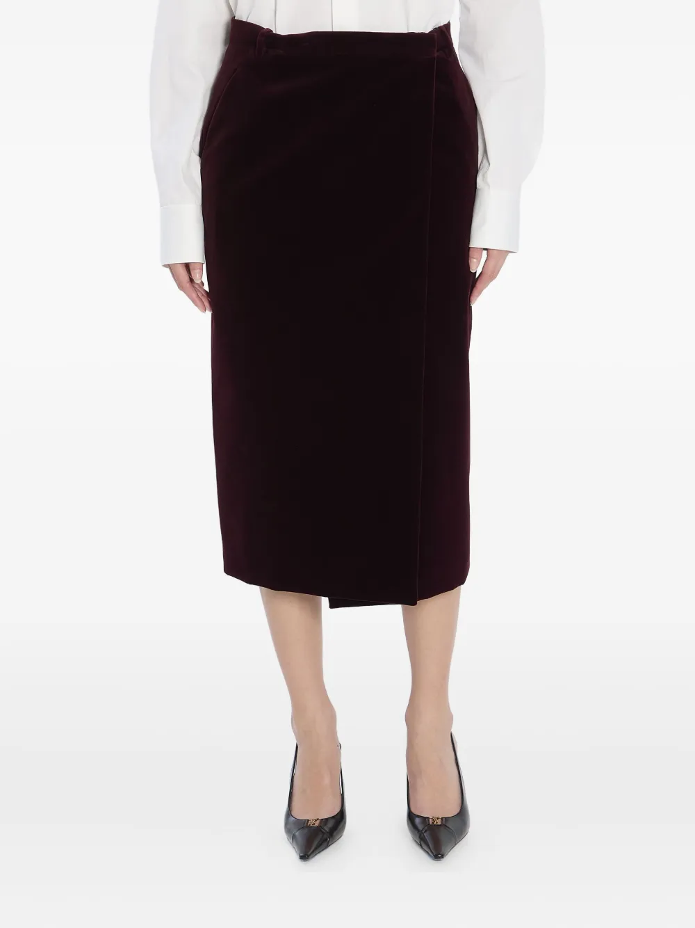 Saint Laurent velvet midi skirt Rood