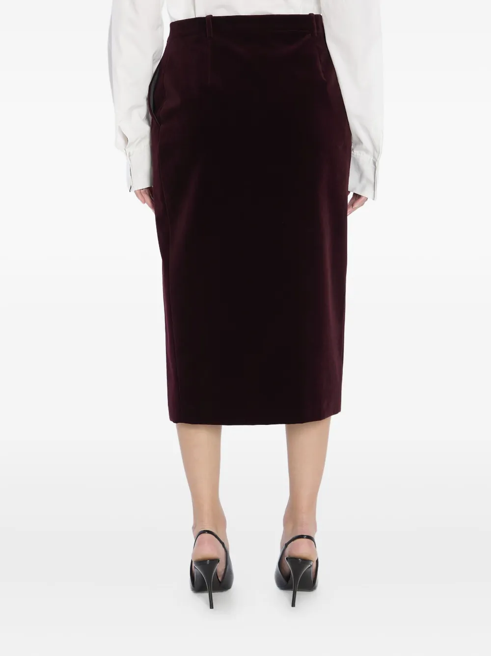 Saint Laurent velvet midi skirt Rood
