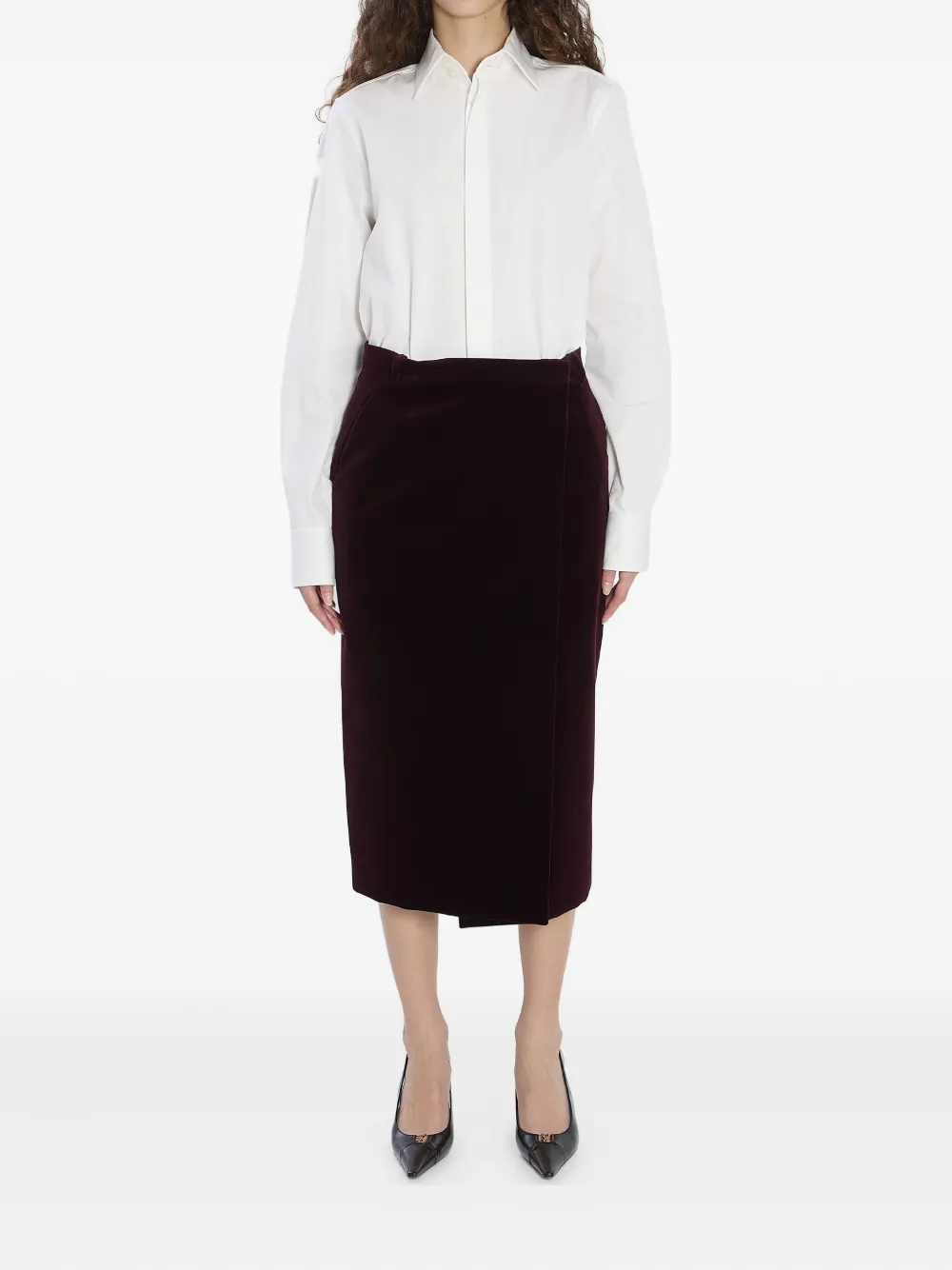 Saint Laurent velvet midi skirt - Rood