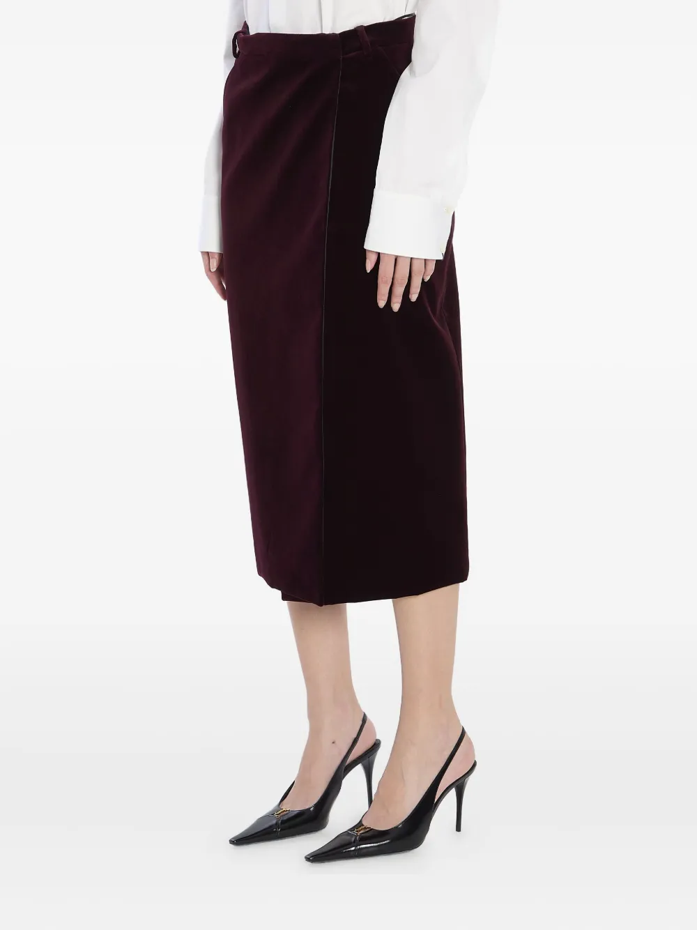 Saint Laurent velvet midi skirt Rood