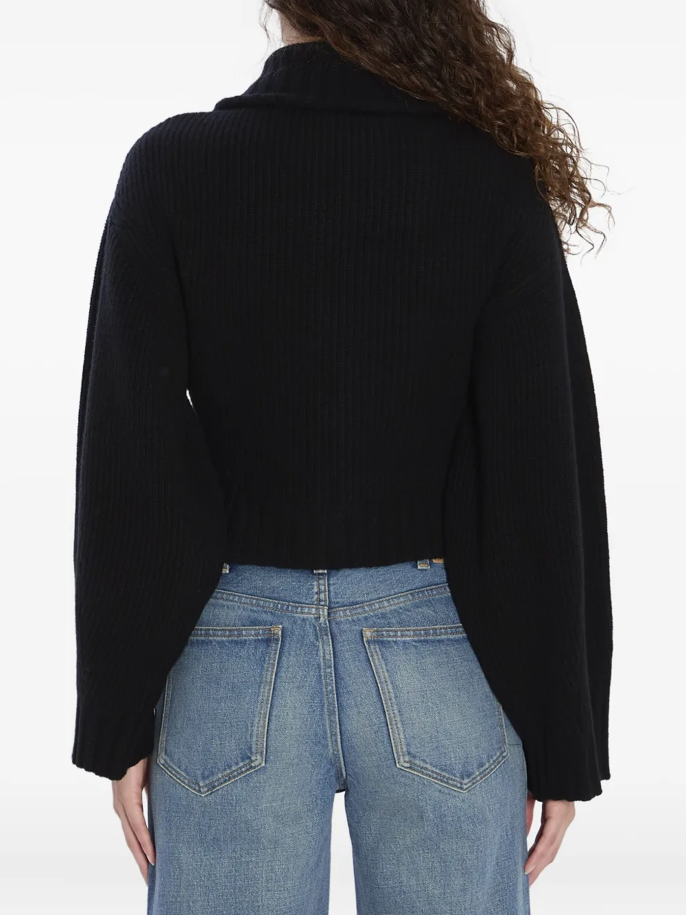 The Attico ribbed zip-up cardigan Zwart