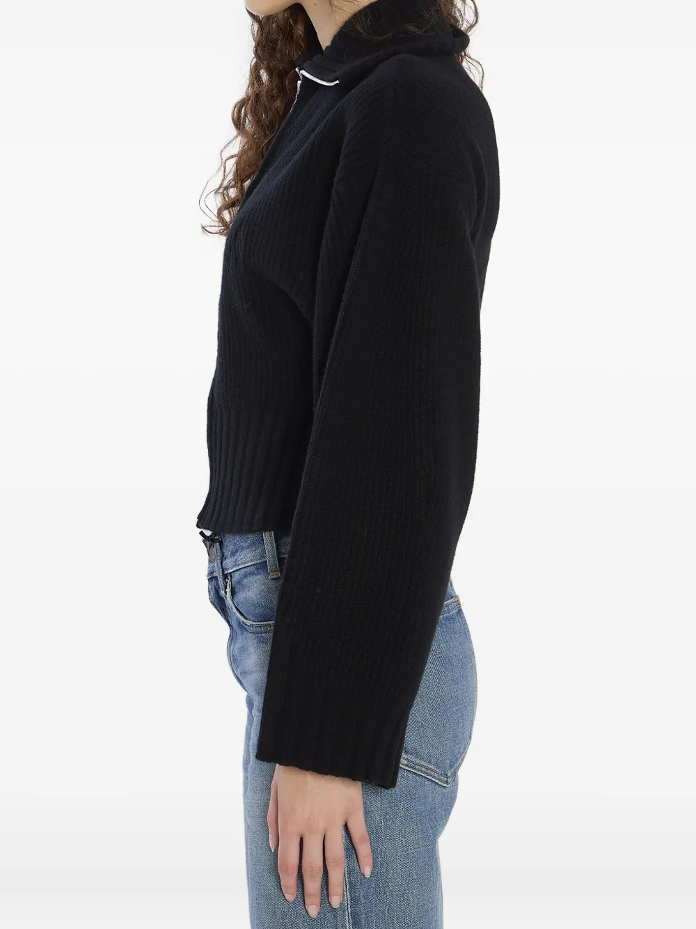 The Attico ribbed zip-up cardigan Zwart