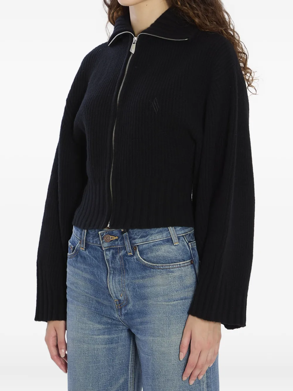 The Attico ribbed zip-up cardigan Zwart