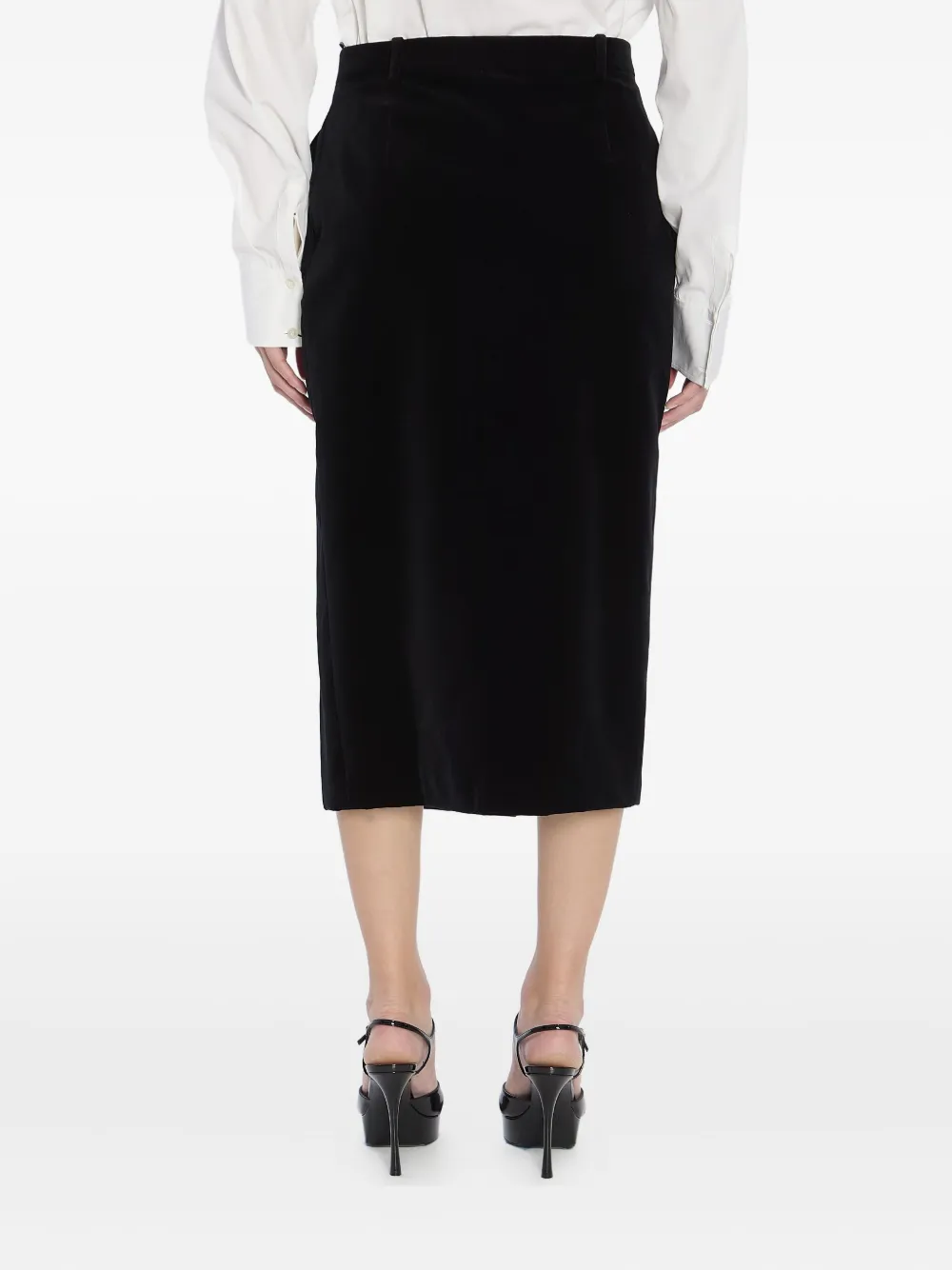 Saint Laurent Fluwelen midi-rok Zwart