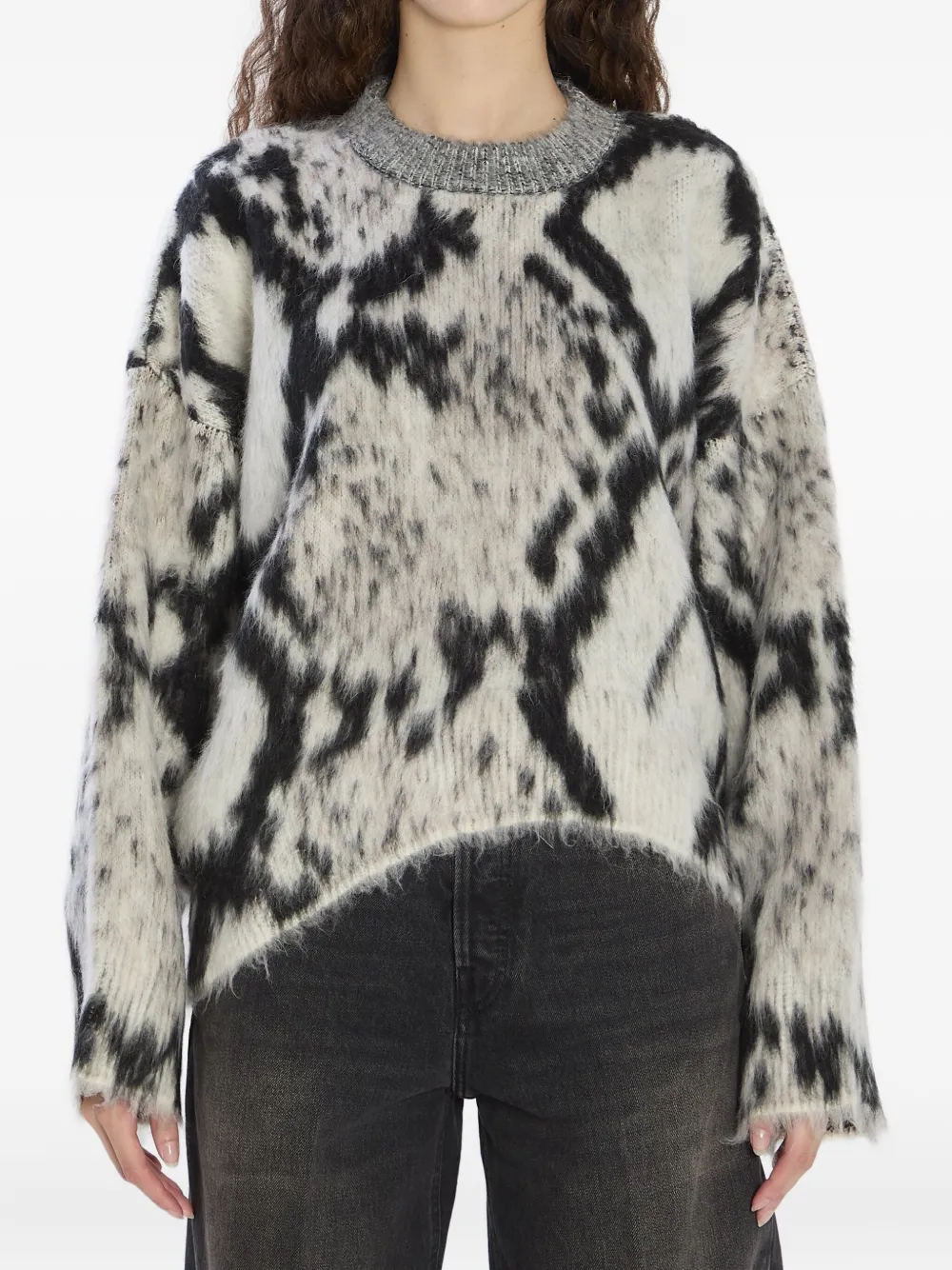 The Attico python-print ribbed sweater Zwart