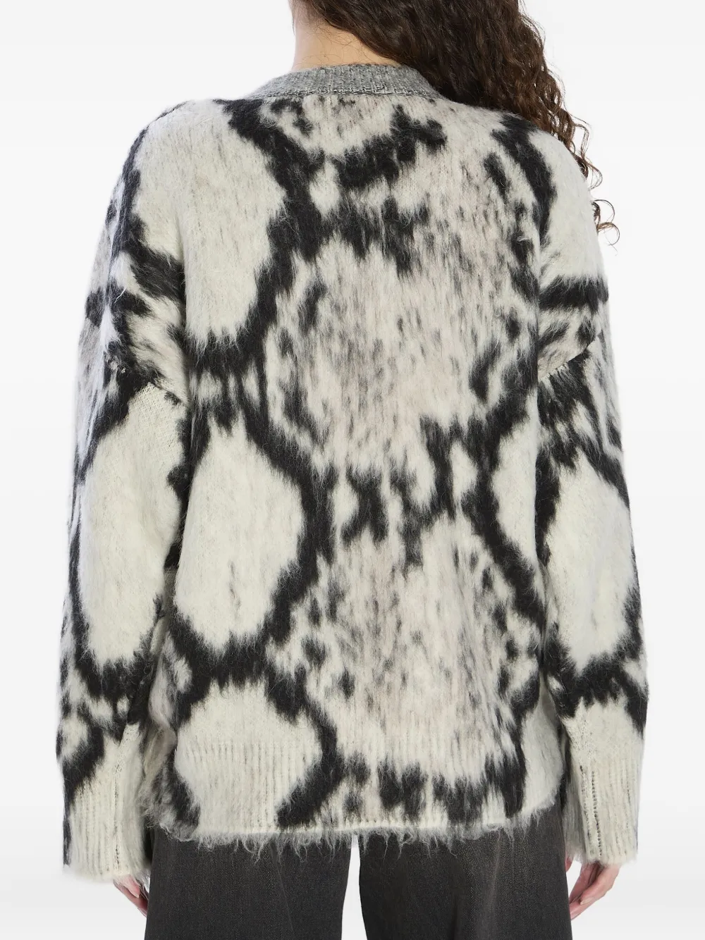 The Attico python-print ribbed sweater Zwart