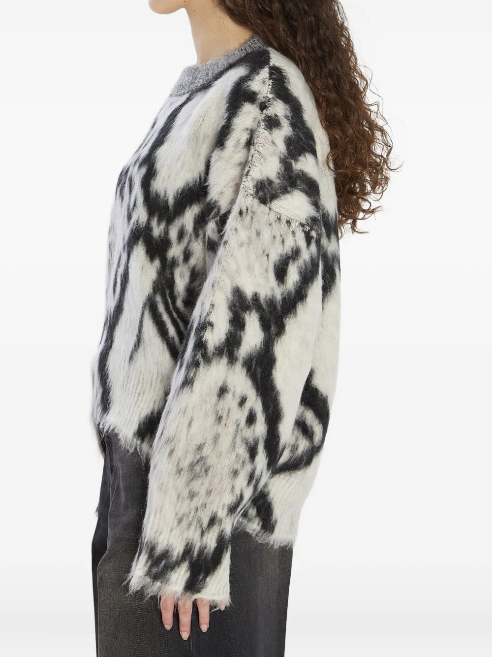 The Attico python-print ribbed sweater Zwart