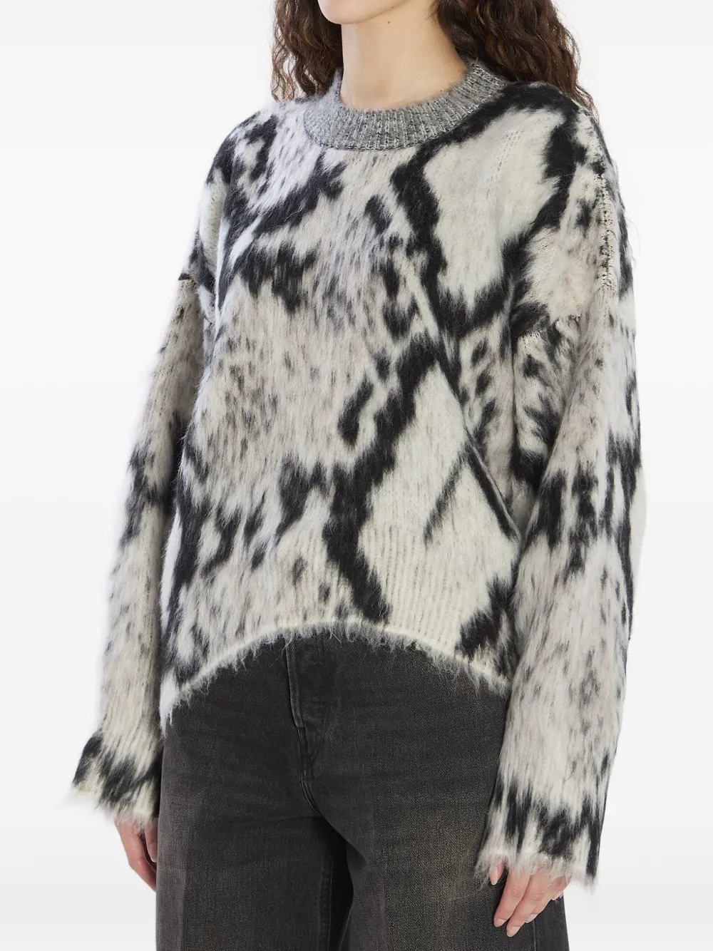 The Attico python-print ribbed sweater Zwart