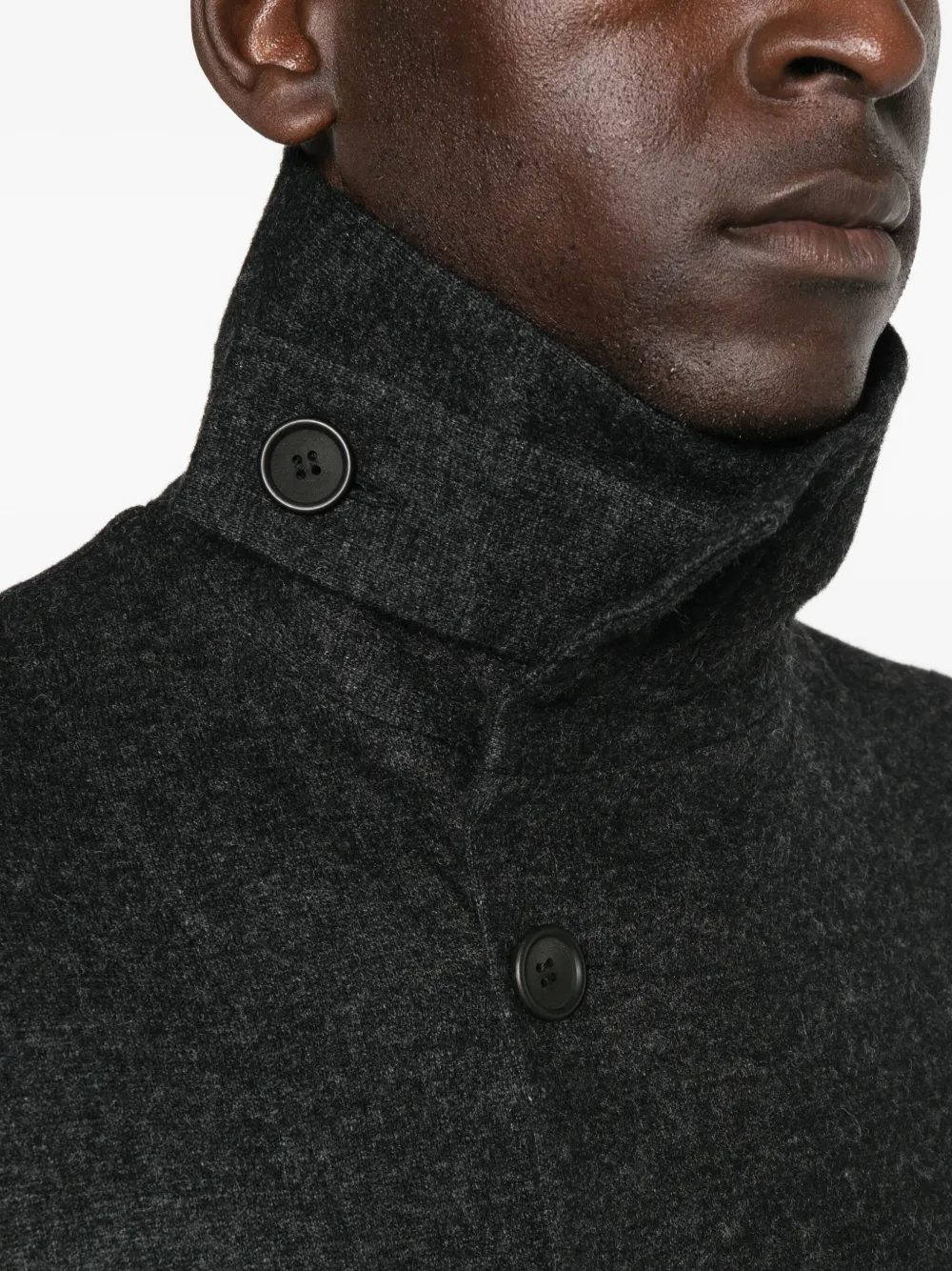 Yohji Yamamoto Button-fastening Pocket Coat In Gray