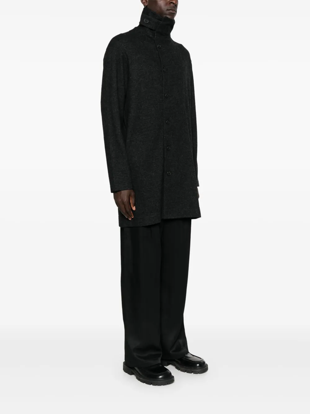 Yohji Yamamoto Button-fastening Pocket Coat In Gray