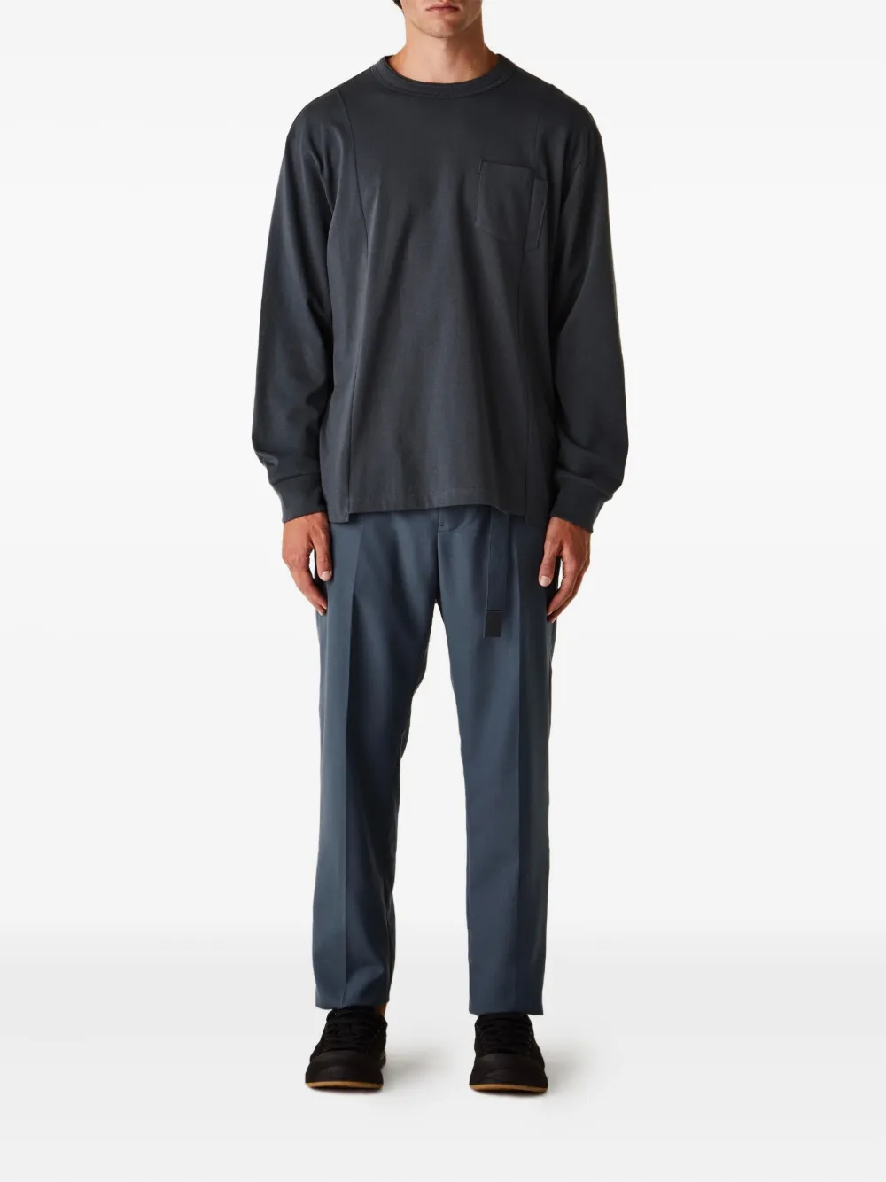 Sacai panelled-pocket T-shirt - Blauw