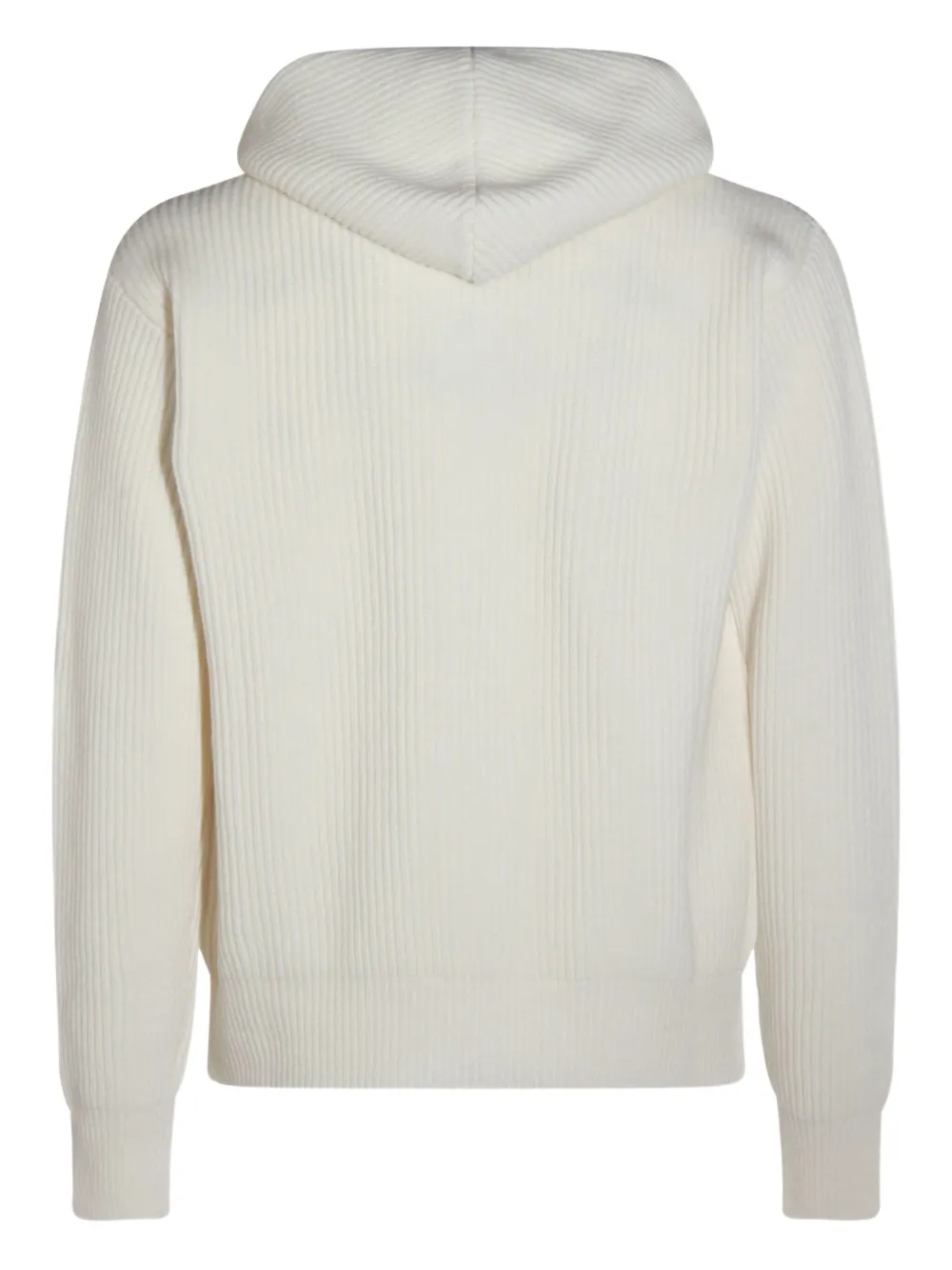 Lardini ribbed zip-up knitted hoodie Beige