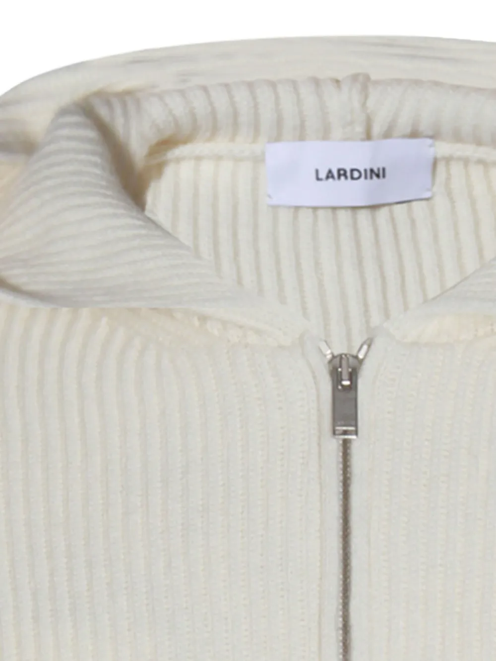 Lardini ribbed zip-up knitted hoodie Beige