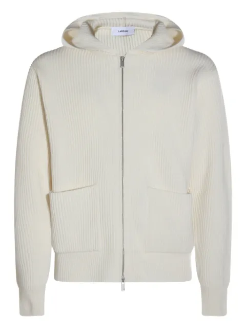 Lardini ribbed zip-up knitted hoodie