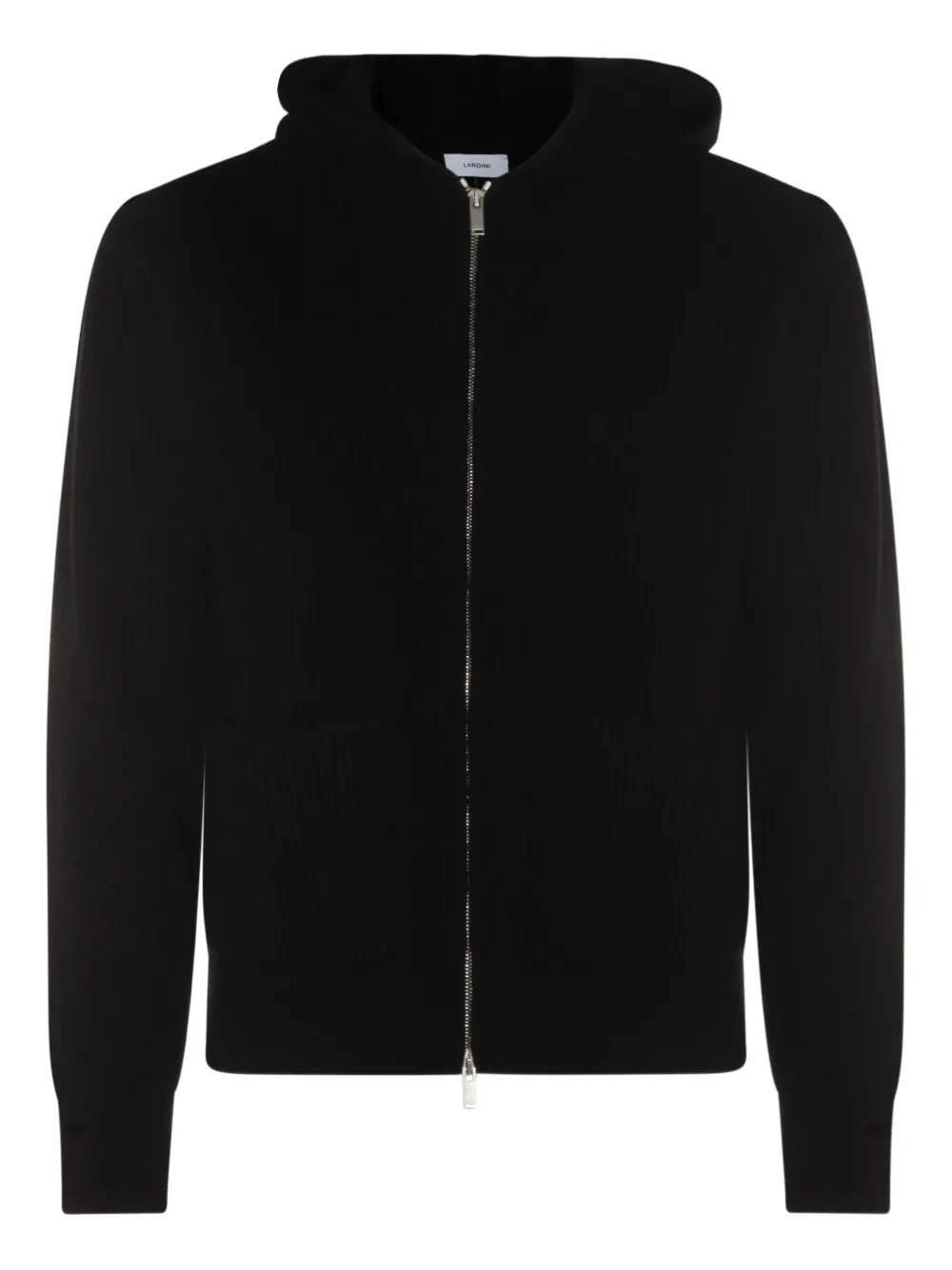 Lardini ribbed zip-up knitted hoodie Zwart