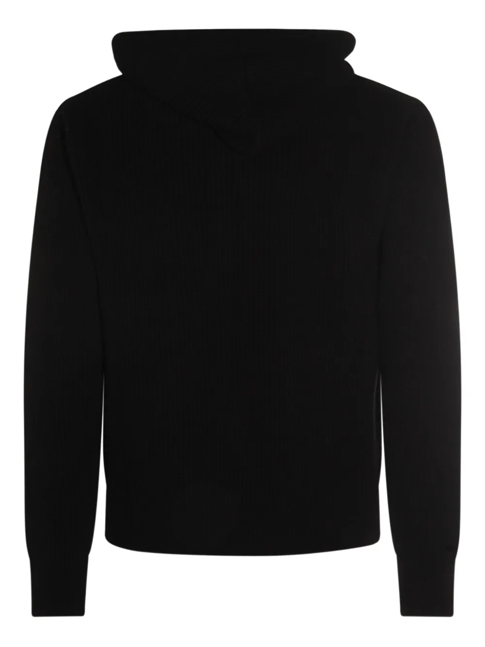 Lardini ribbed zip-up knitted hoodie Zwart