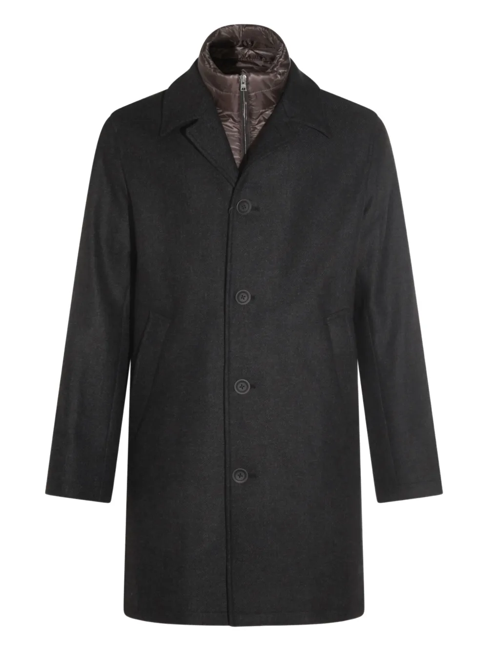 Herno button-fastening detachable-liner coat Zwart
