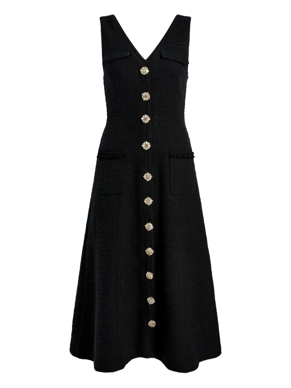 Cinq À Sept Embellished-button Tweed Dress In Black