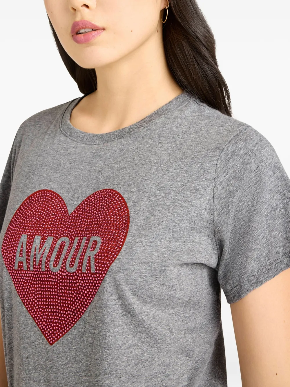 Cinq À Sept Heart-embellished T-shirt In Gray