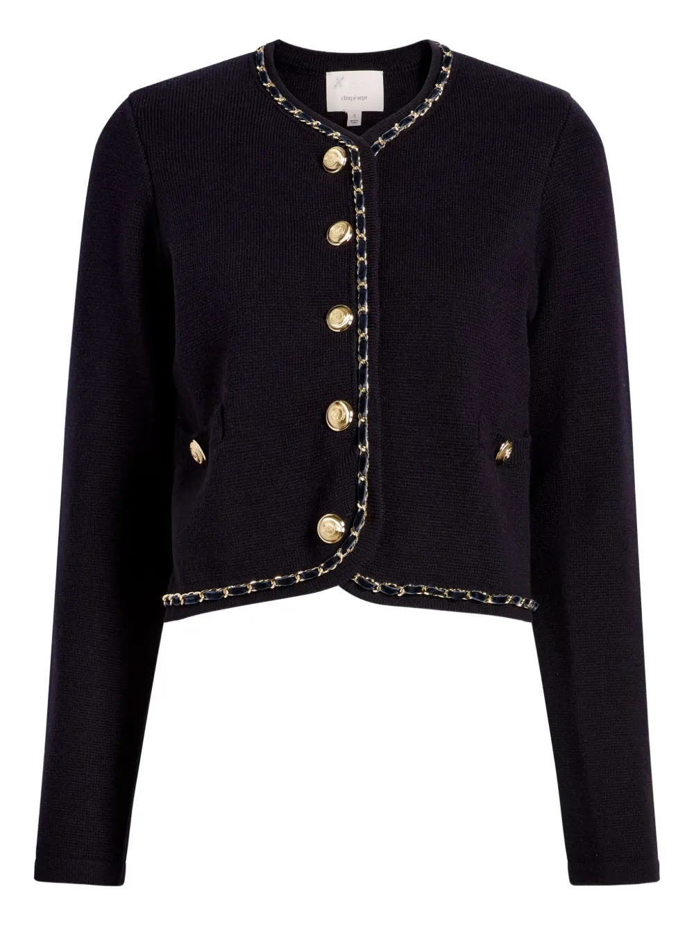 Cinq A Sept chain-trimmed buttoned cardigan | Blue | Image 1