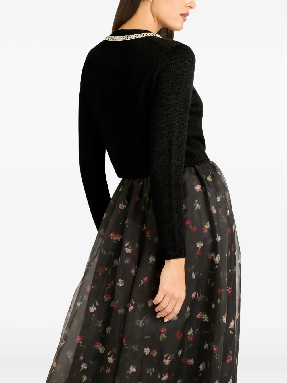 Cinq À Sept Isolde Tumbling-carnation Floral Cardigan In Black