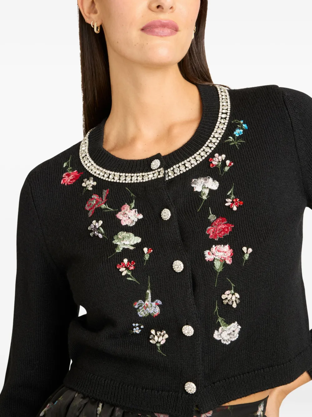 Cinq À Sept Isolde Tumbling-carnation Floral Cardigan In Black