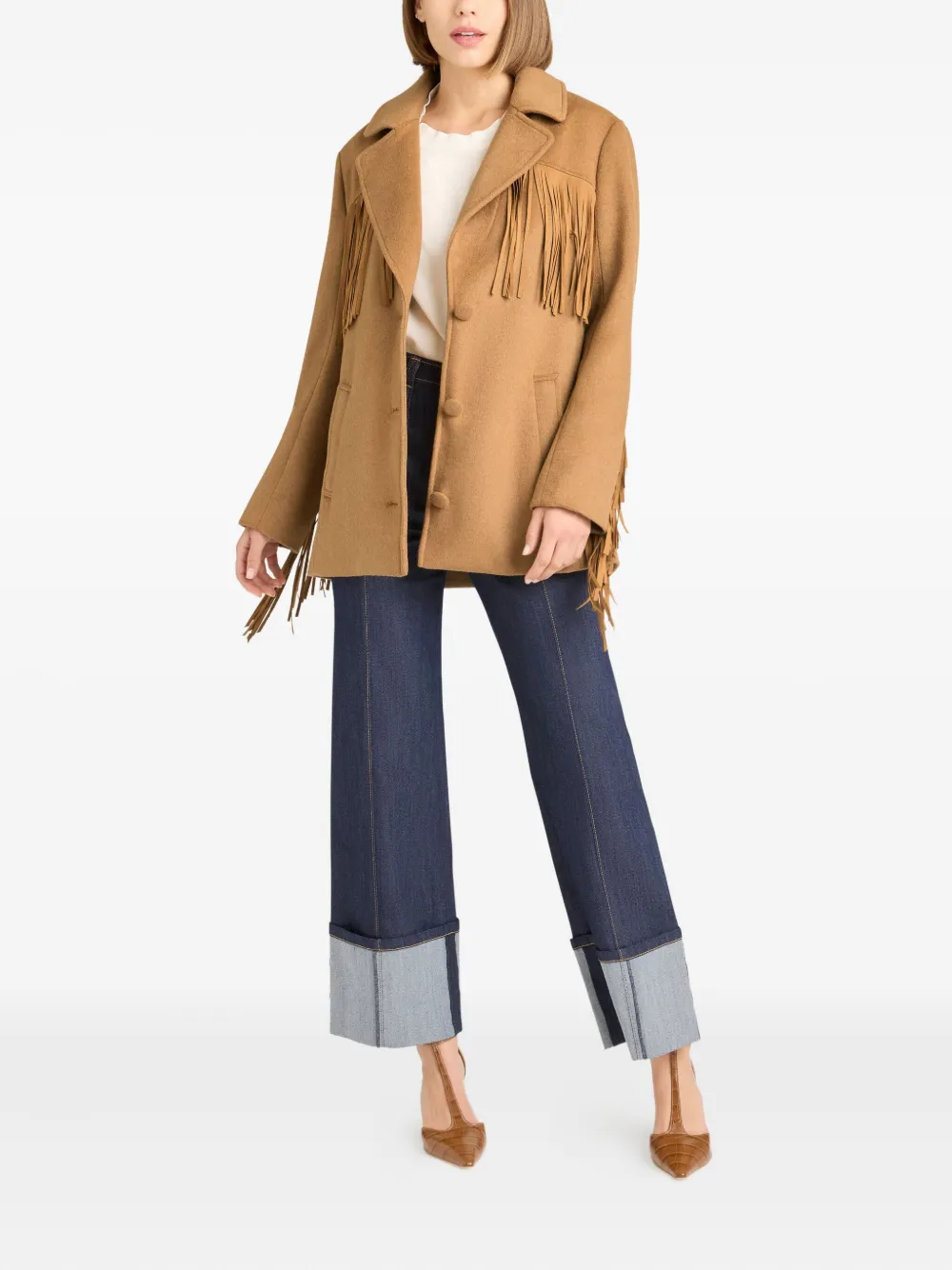 Cinq A Sept fringe-detail button coat | Single Breasted Coats | Image 2