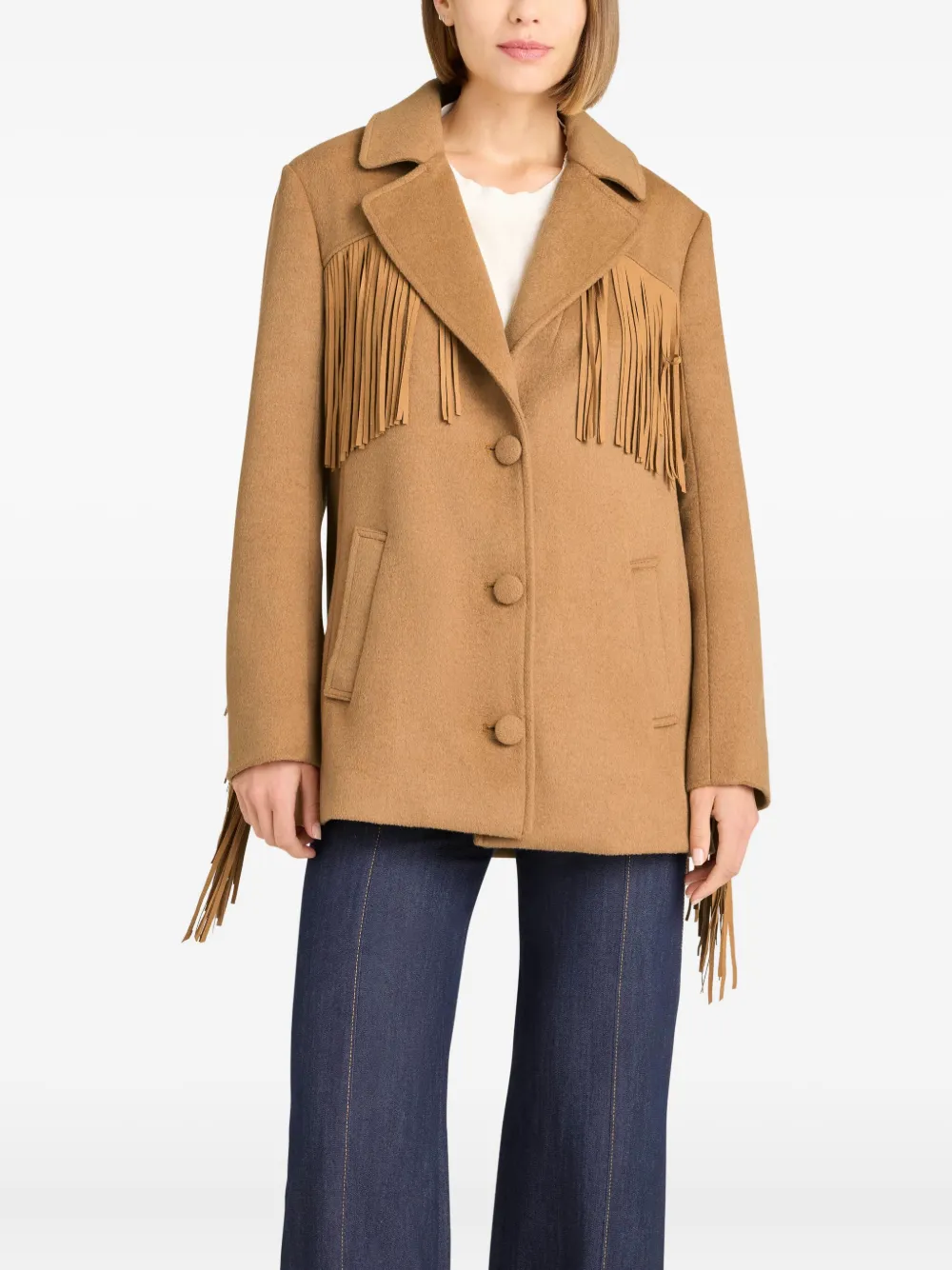 Cinq À Sept Cinq A Sept Keeley Fringe Trim Coat In Brown