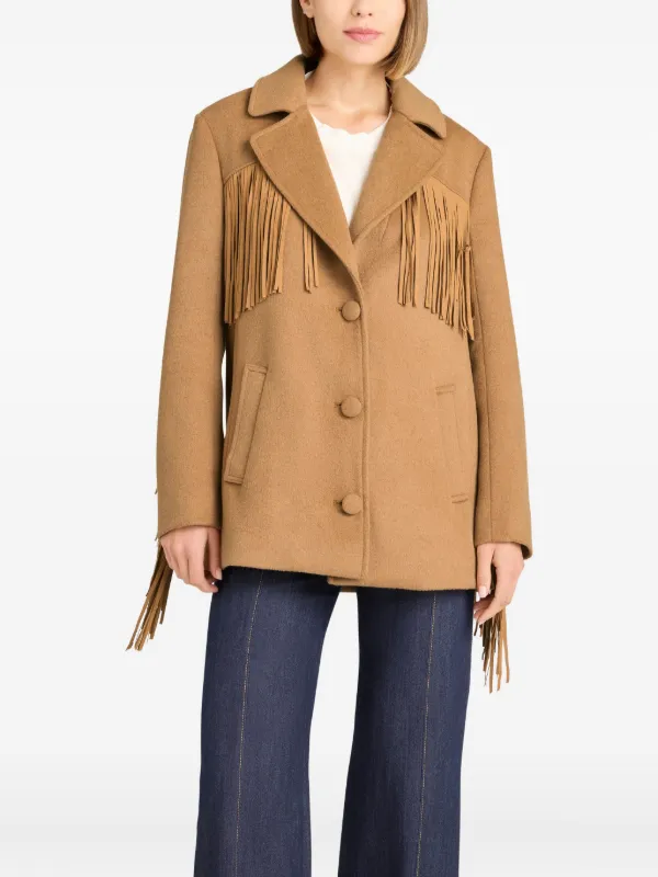 Cinq A Sept Mantel Mit Fransen Braun FARFETCH DE