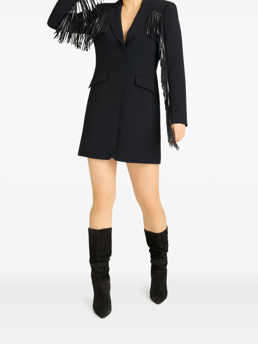 Cinq A Sept Joelette fringe mini dress - Zwart